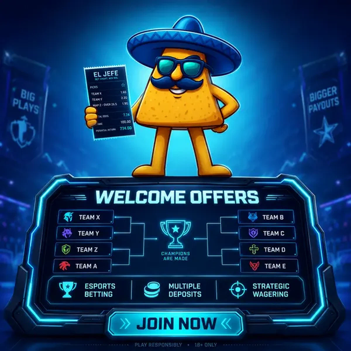 El Jefe che esamina le quote delle scommesse esport al tabellone dei tornei Casinacho
