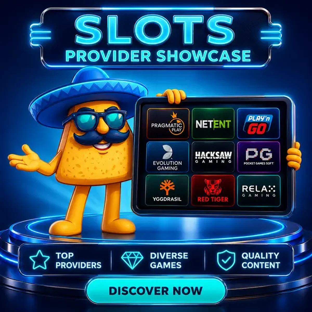 El Jefe che mostra i migliori provider di slot su Casinacho con display di riquadri di gioco luminosi