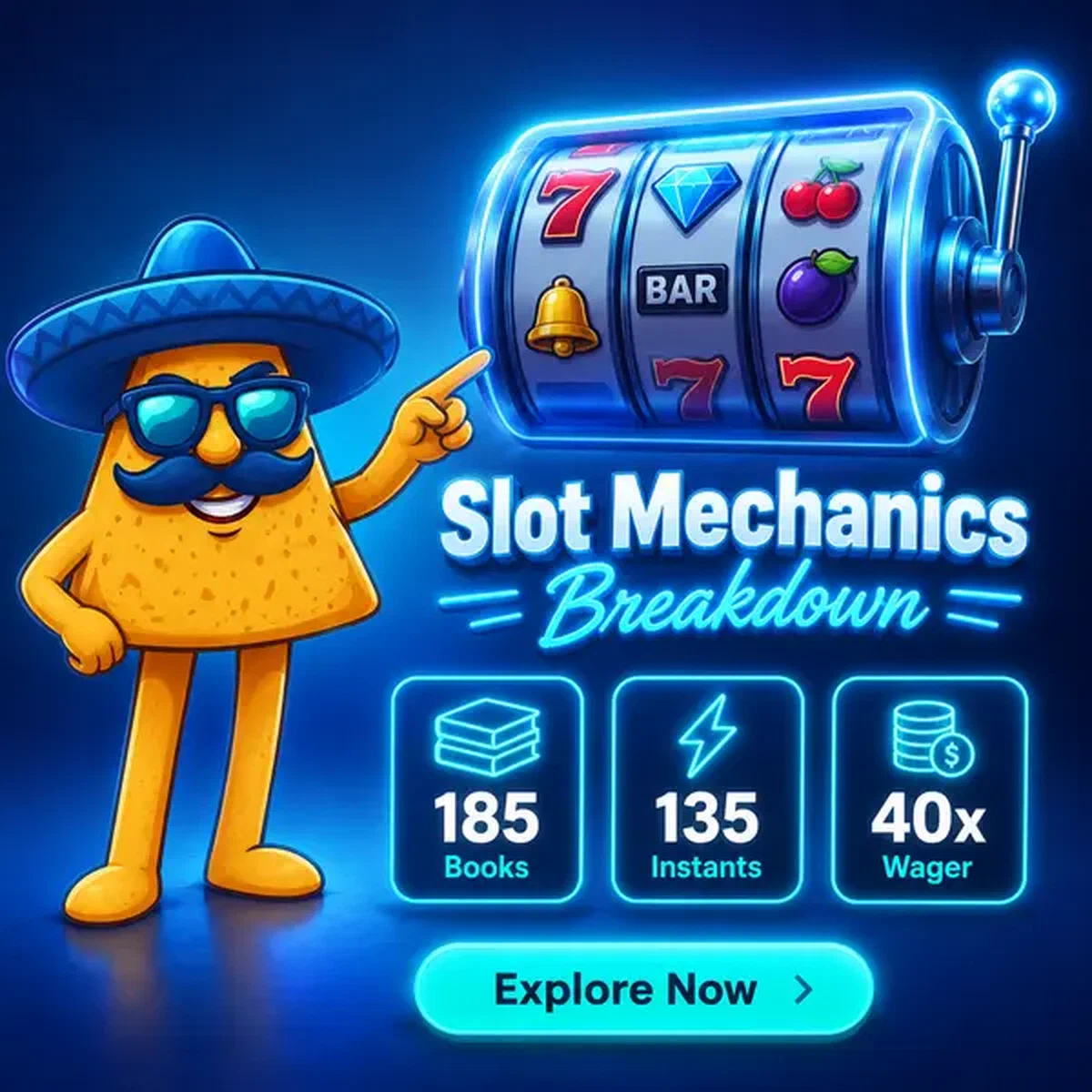 El Jefe dimostra le meccaniche dei giochi slot su Casinacho mentre gesticola verso i rulli rotanti