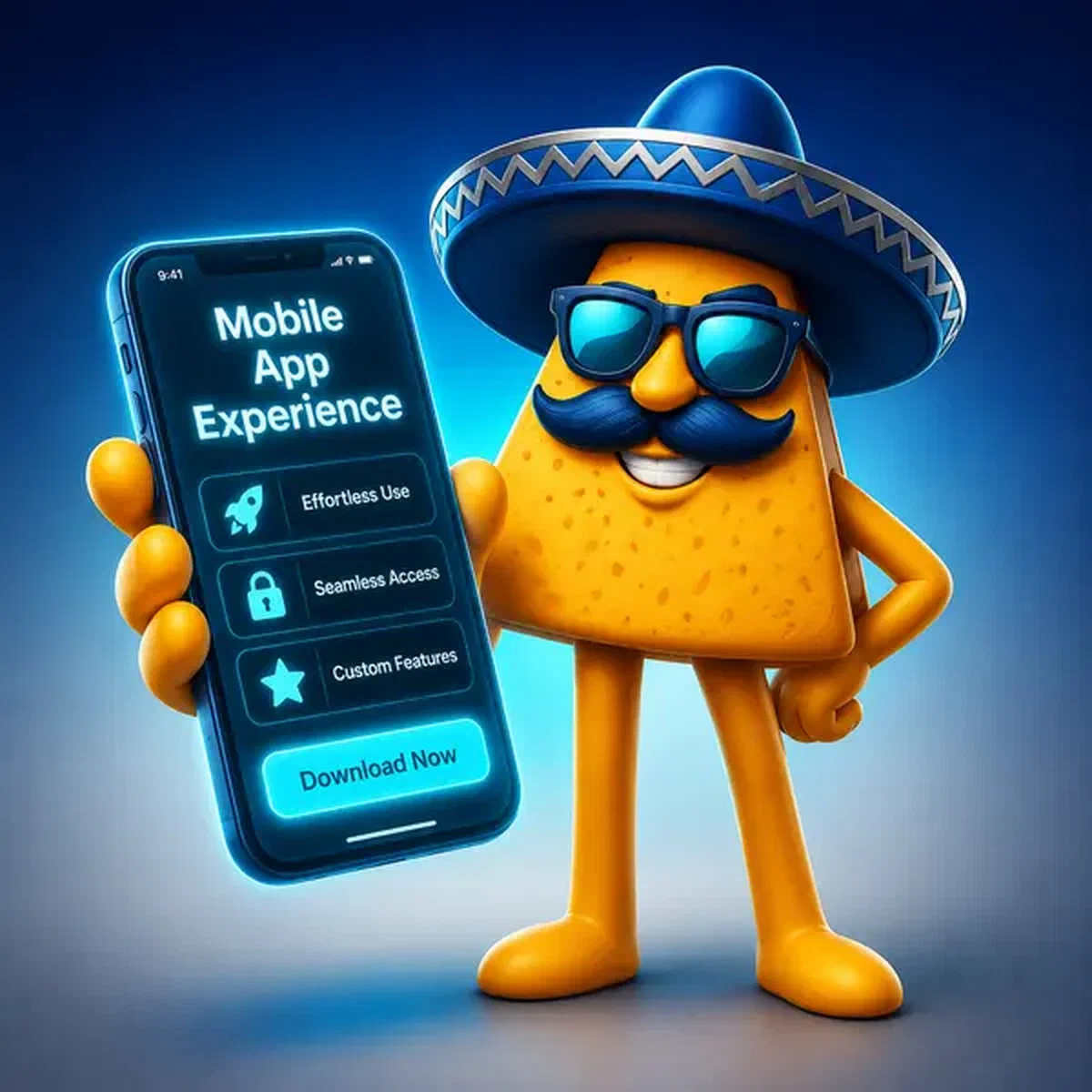 El Jefe mostra interfaccia app mobile Casinacho con bagliore ciano neon